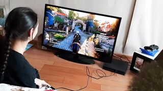 Whilst our neighbour is playing PlayStation, my girlfriend and I are mutually masturbating