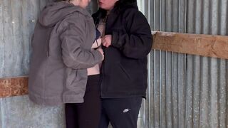 Hot Lesbo Farmers Kiss And Touch Every Other In The Barn
