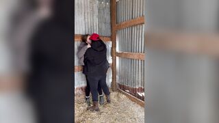 Hot Lesbo Farmers Kiss And Touch Every Other In The Barn
