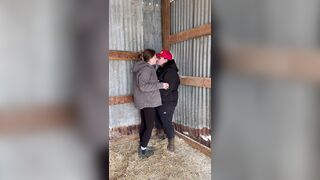 Hot Lesbo Farmers Kiss And Touch Every Other In The Barn