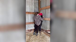 Hot Lesbo Farmers Kiss And Touch Every Other In The Barn