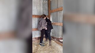 Hot Lesbo Farmers Kiss And Touch Every Other In The Barn