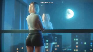 Emma Golden-haired Character Sucking & Banging in The Elevator - CG Game Simulator