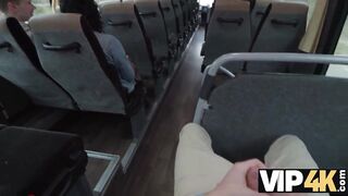 Beautiful large titted lady is banging in the bus