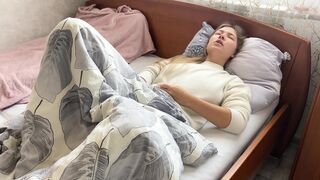 Morning masturbation ended in a loud climax. I fondle my taut cunt.