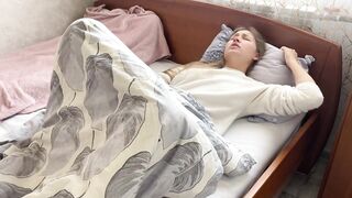 Morning masturbation ended in a loud climax. I fondle my taut cunt.