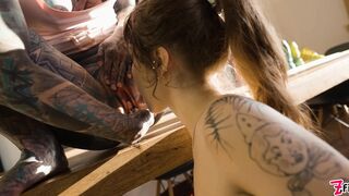 Toys, ATM, and Squirt Heavily Tattooed Gals Extraordinary Anal