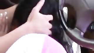 Pussy licking while driving