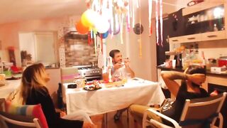 SWEETDESIRE AND HER GF STRIP IN KITCHEN WHILE THE BOYS OUT 