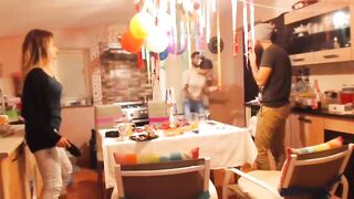 SWEETDESIRE AND HER GF STRIP IN KITCHEN WHILE THE BOYS OUT 