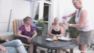 German mature lesbians having an outdoor party