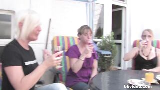 German mature lesbians having an outdoor party
