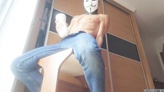 Screwing a fleshlight with my large jock at the window - this makes me groan and cum so much