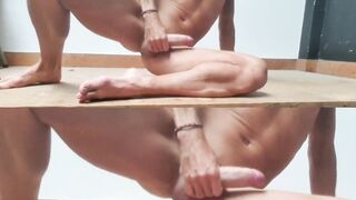 Dude with glamorous body does Masturbation Workout - Compilation