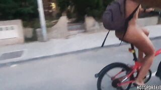 Wild Angel Biking Undressed on Public Road: Flaunting Her Body and Vagina!