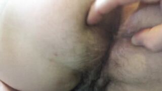 Fatty granny Krystal rubbing her hirsute pussing and getting her arsehole shown off by her boytoy