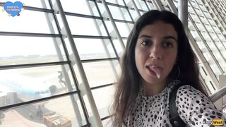 Insane CUMWALK in Large AIRPORT Full of People Risky Public Fellatio