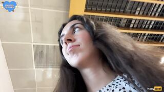 Insane CUMWALK in Large AIRPORT Full of People Risky Public Fellatio