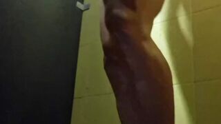Built Hotsportfitboy Masturbates Large Knob in a Public Shower