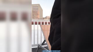 Slim Black Rock Gal masturbates her creamy vagina on the rooftop and eats her own cum