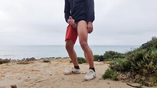 Masturbating My Large Rod at a Public Beach - Nearly Busted!