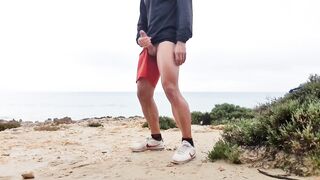 Masturbating My Large Rod at a Public Beach - Nearly Busted!