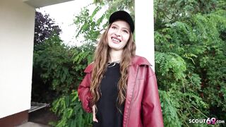 GERMAN SCOUT - Skinny Ukrainian Beauty Mari Moon inadvertently cum in eye at Pick Up Casting Bang