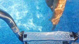 Pool masturbation summer compilation - Exhibitionist pair - Risk of being caught