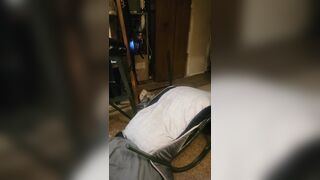Booty up fastened to a chair