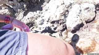 Risky Adventure - Running with a stop to touch my penis on public beaches