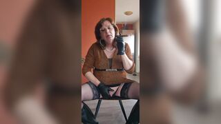 Enjoying a cigar in gloves and playing with myself