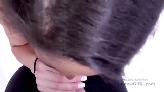 Elegant brunette hair model gets drilled at a modeling auditions