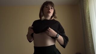 Hawt brunette hair nearly showed off her lush bazookas