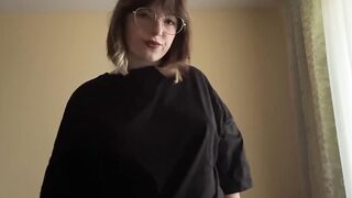 Hawt brunette hair nearly showed off her lush bazookas