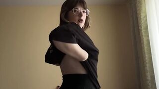 Hawt brunette hair nearly showed off her lush bazookas