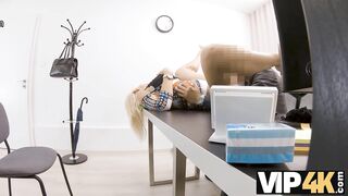 VIP4K. Screwing on the desk helps blue-eyed mother I'd like to fuck get a fresh mortgage loan