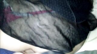 brunette hair gives tail to sissy crossdresser with anal woman cum on buns