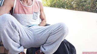 Giant spunk flow - Hawt Chap cums in a risky place