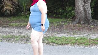 Pissing in public - breasty mother i'd like to fuck in mini costume showing off large wet booty and flashing snatch close up