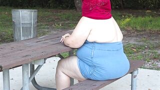 Pissing in public - breasty mother i'd like to fuck in mini costume showing off large wet booty and flashing snatch close up
