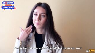 Wife Cheats her Spouse in the Entrance and walks on Public with Cum on Face - Cumwalk