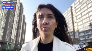 Wife Cheats her Spouse in the Entrance and walks on Public with Cum on Face - Cumwalk