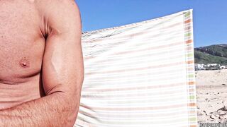 Giant hard shlong on Full display at public beach - See as strangers can't resist sneaking glance