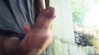 Risky Outdoor masturbation near the river - See me wank my large weenie and cumming