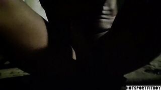 Hawt in nature's garb stud working out his rod in a public street with people walking by - Hotsportfitboy