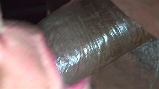 Swallowing & gagging on lots of jizz - Ebony ramrod wanking cum in my throat, bulky big beautiful woman oral pleasure nut