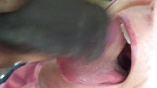 Swallowing & gagging on lots of jizz - Ebony ramrod wanking cum in my throat, bulky big beautiful woman oral pleasure nut