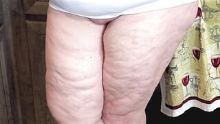 Large booty breasty mother i'd like to fuck with natural titties in mini costume no pants flashing snatch in office close up big beautiful woman