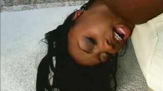 Large dong large sex tool in ebony butt