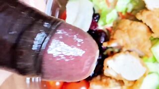 I stroke the delivery guy on the chicken salad and eat his cum, this guy lick my large chubby vagina - big beautiful woman car